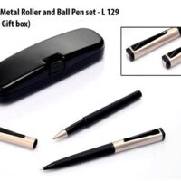 L129   Boxy Metal Roller And Ball Pen Set