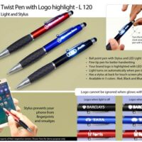 L120   Magic Twist Pen With Stylus (With Logo Highlight Function)
