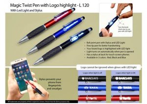 L120 Magic Twist Pen With Stylus (With Logo Highlight Function)