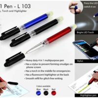 L103   4 In 1 Pen With Stylus, Torch And Highlighter