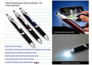 L96 Write In The Dark Executive ?Click? Pen With Stylus
