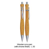 L50   Wooden Curvy Pen (With Chrome Finish)