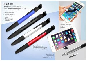 L145   6 In 1 Pen With Phone Stand, Cleaner, Ruler And Tools And Stylus