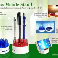 B54   Grass Mobile Stand With Pen Stand, Screen Cleaner & Paper Clip Holder