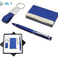 Blue Card Holder Pen Keychain Box Set