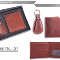 Gents Leather Wallet Keychain Set