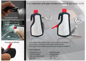 G 19 6 In 1 Keychain Glass Breaker Led Torch
