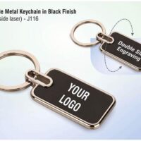 J116 Rectangle Metal Keychain In Black Finish