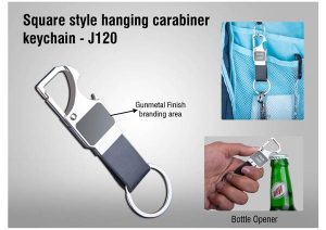 J120 3 In 1 Hanging Carabiner Keychain With Opener