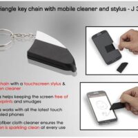 J33 Triangle Key Chain With Mobile Cleaner And Stylus