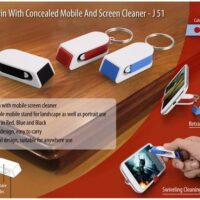 J51 Keychain With Concealed Mobile Stand And Screen Cleaner