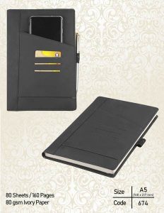 Leather Premium Notebooks With Mobile pocket