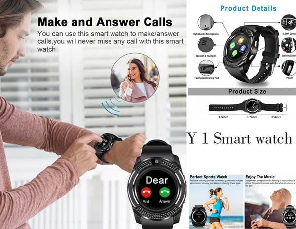 Mobpro Y1S Bluetooth Smart Watch with Camera and Sim Card Support for All  2G, 3G, 4G Android/iOS Phone & Devices : Amazon.in: Electronics