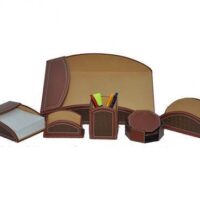 Set Of 6 Leather Desk Organizers