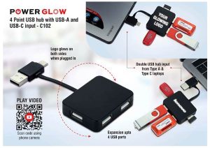 Power Glow 4 Point USB Hub