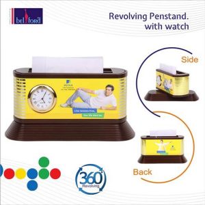 Revolving Pen Stand With Watch