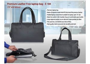 E 184 Premium Leather Free Laptop Bag