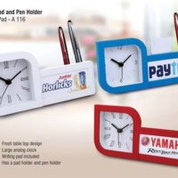 Clock With Pad & Pen Holder