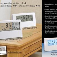 Sharp Weather Station Clock With Light Transparent