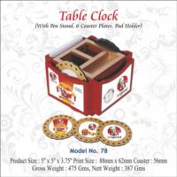 Table Clock With Pen Stand & Coaster Sets