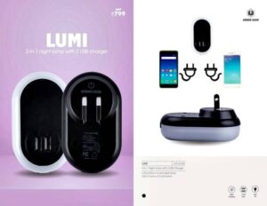 2-In-1 Night Lamp With 2 USB Charger LUMI