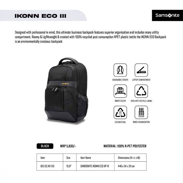 Samsonite Ikonn Eco Backpacks Mumbai Eco-Friendly Travel Bag